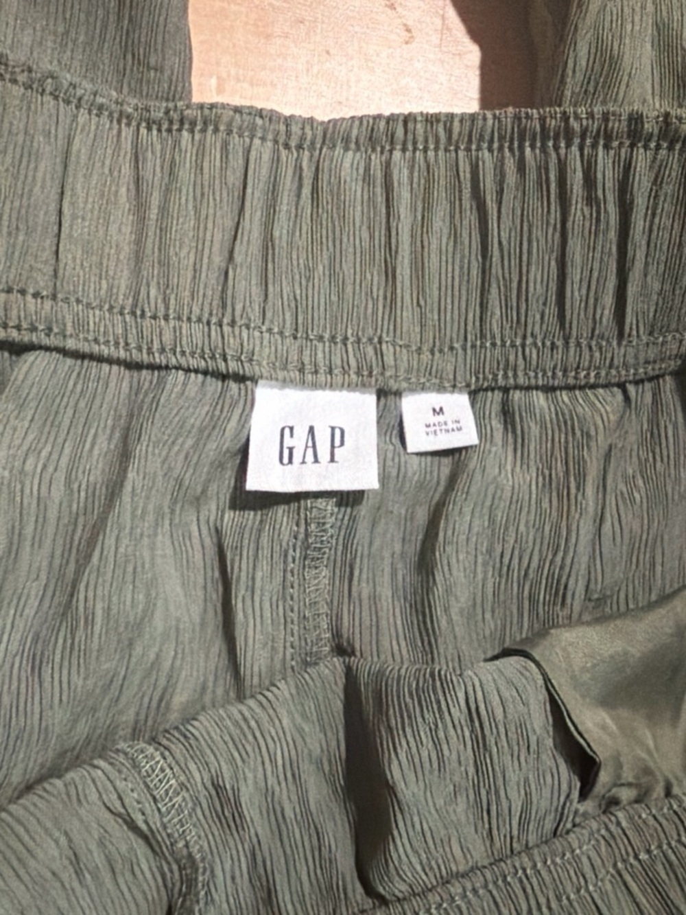 GAP Olive Green Crinkle Elastic Waist Shorts